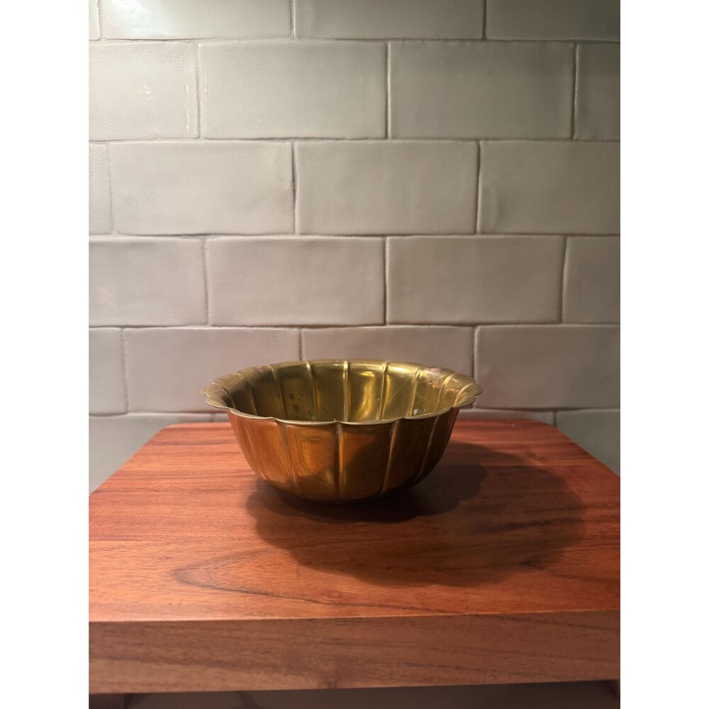 Vintage Solid Brass Scalloped Bowl by Copper Craft Topeka KS